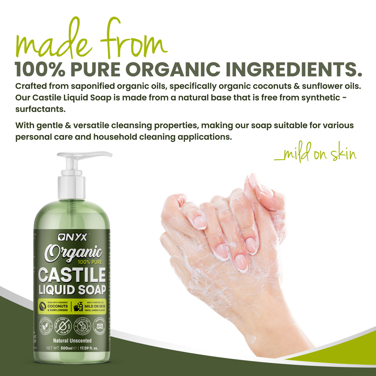Organic Castile Liquid Soap - 100% Pure Natural SLS Free