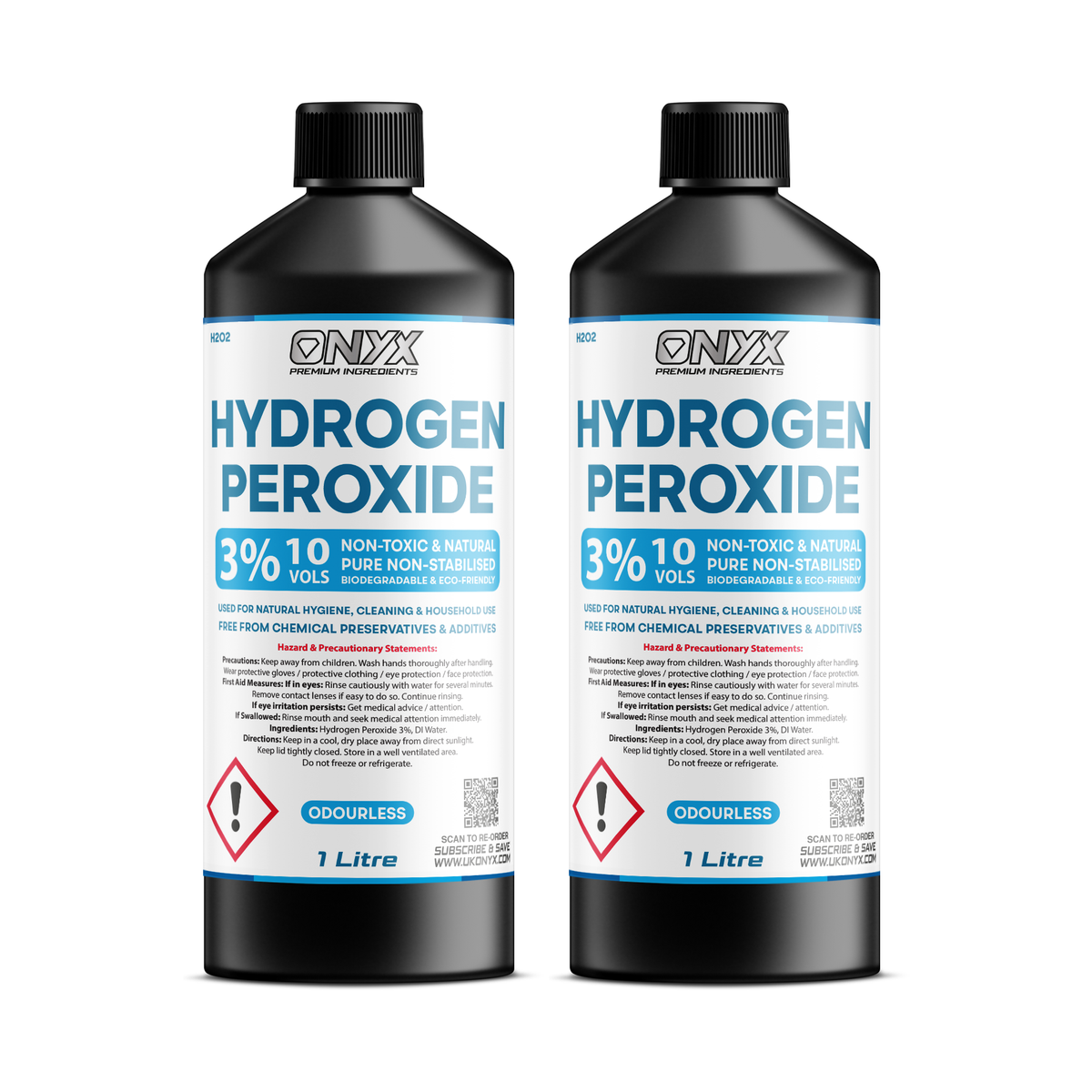 Hydrogen Peroxide Pure Food Grade 3%, 10 Vols. Non-Toxic Natural Disinfectant Cleaner