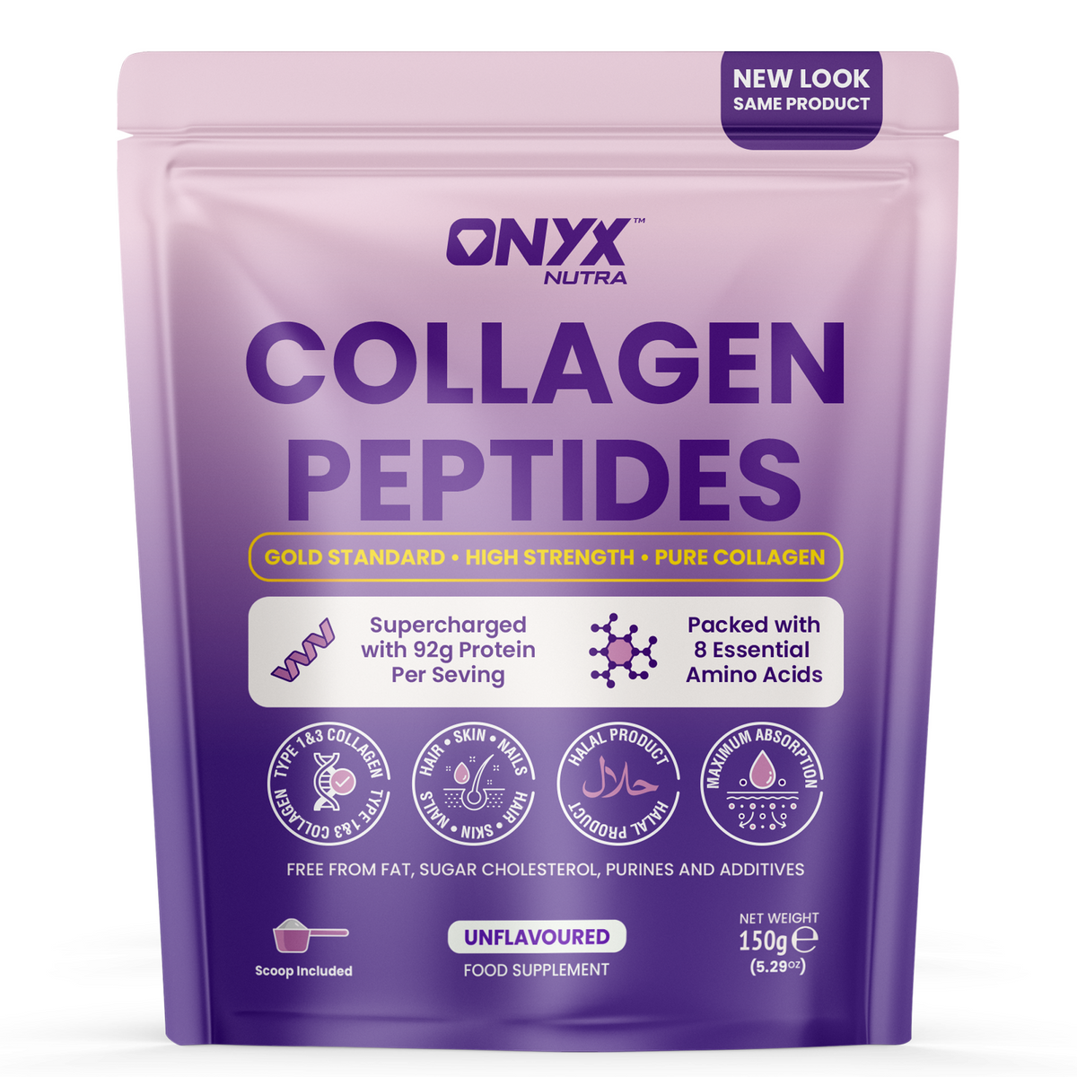 ONYX Collagen Powder 10,000mg - Skin Glow, Hair & Nails Supplement - Halal - Collagen Supplement For Women & Men