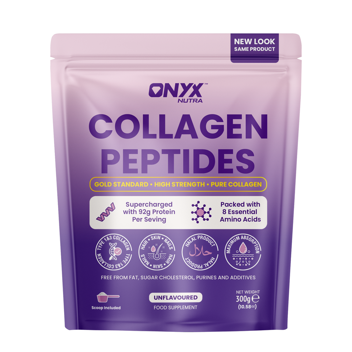 Premium Collagen Powder 300g - Hydrolysed peptides & Grass Fed - Halal - Collagen Supplement For Women & Men