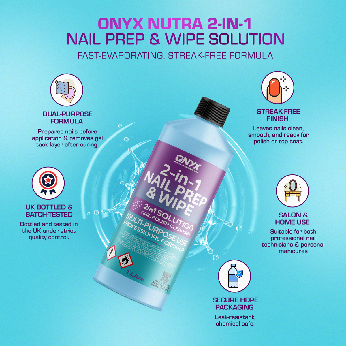 Nail Prep & Wipe Nail Cleansing Solution Professional Salon Range
